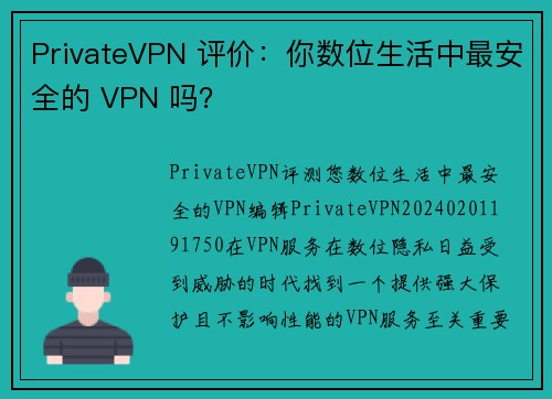PrivateVPN 评价：你数位生活中最安全的 VPN 吗？